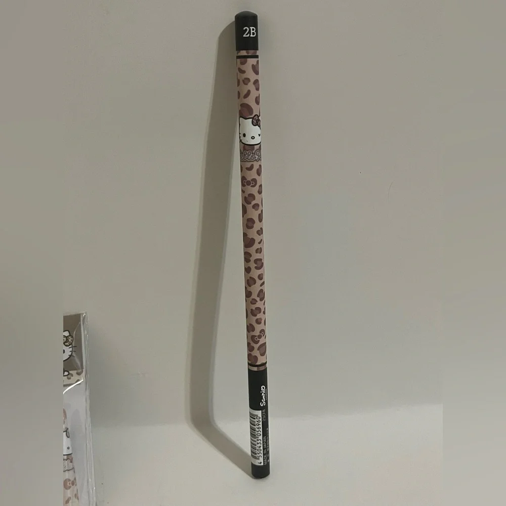 Hello Kitty Brown Leopard Mini Memo Pad, Pencil and Pencil Cap Bundle